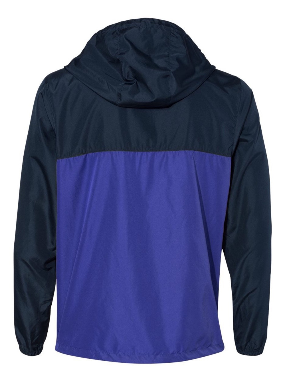Men's Two-Tone Hooded Windbreaker Jacket - Navy & Royal Blue - Picture 7 of 7